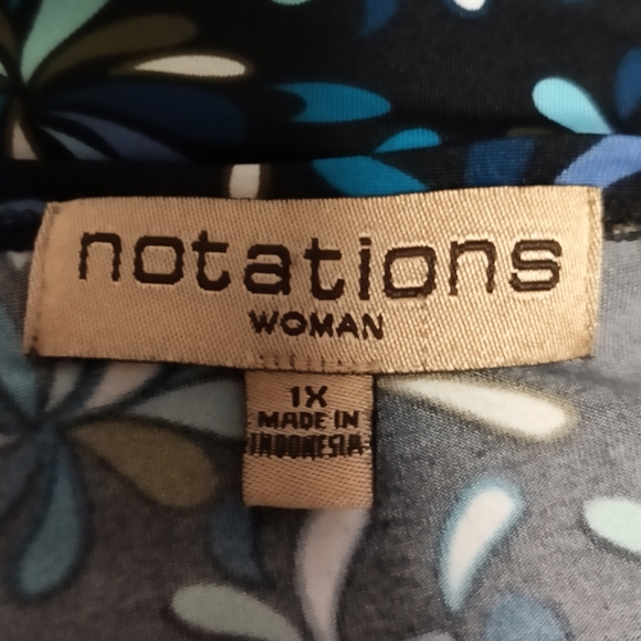 Notations Black and Blue Floral Top Cardigan Style / Size 1X - Picture 3 of 5